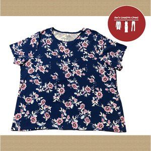 Women's Croft & Barrow Blue, Pink, and White Floral Short Sleeve Top